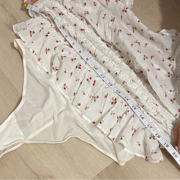 Intimately FP feel good white ruffle Floral Backless Bodysuit cotton Large - Picture 15 of 16